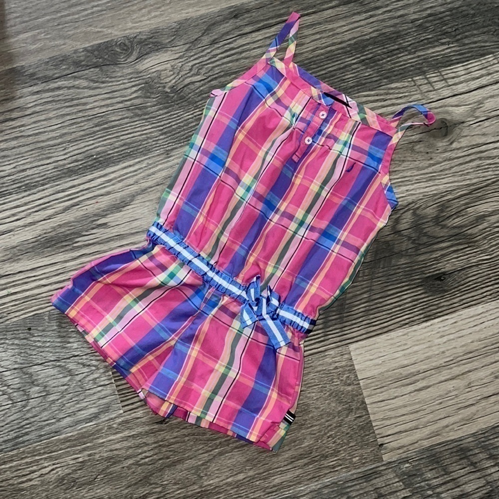 Nautica girls plaid shorts romper pink/purple size 5